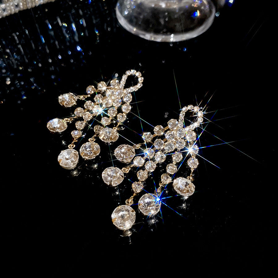 Women's Sier Diamond Tassel Light Luxury High-grade Simple Rings - 74# Silver Needle-Gold MegaBDM