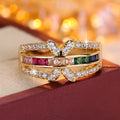 Exquisite Fashion Classic Inlaid Color Zircon Korean Rings - Gold / No. 6 MegaBDM