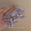 Women's Needle Fabric Purple Flower Tassel Light Luxury High-grade Temperament Fashionable Earrings - 8# Silver Needle-Purple MegaBDM