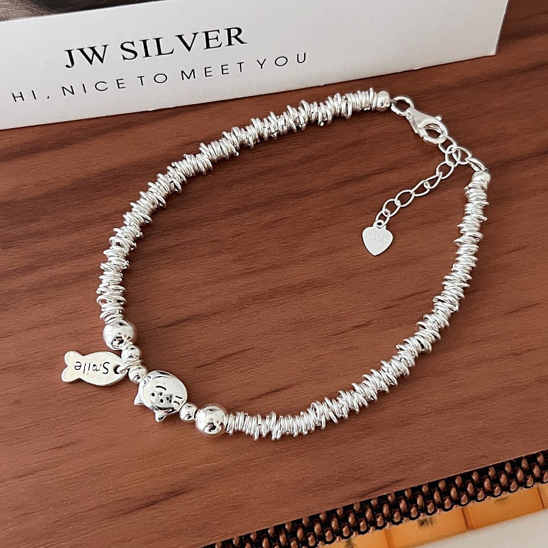 Cat Fish Cute Dog Wrapped Female Design Sier Bracelets - Kitten Bracelet MegaBDM