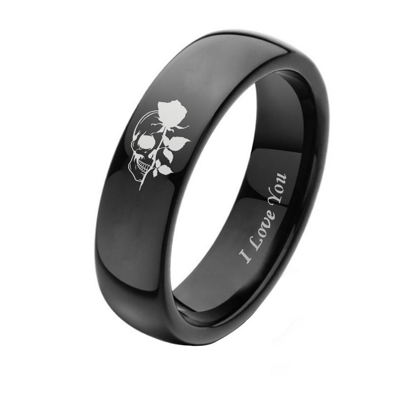 Women's & Men's Couple Skull Rose Stainless Steel Ring - Women's / No. 5 MegaBDM