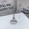 Women's Romantic Queen Mother Planet Three-dimensional Saturn Crystal Sweater Chain Necklaces - Planet Clavicle Chain-White MegaBDM