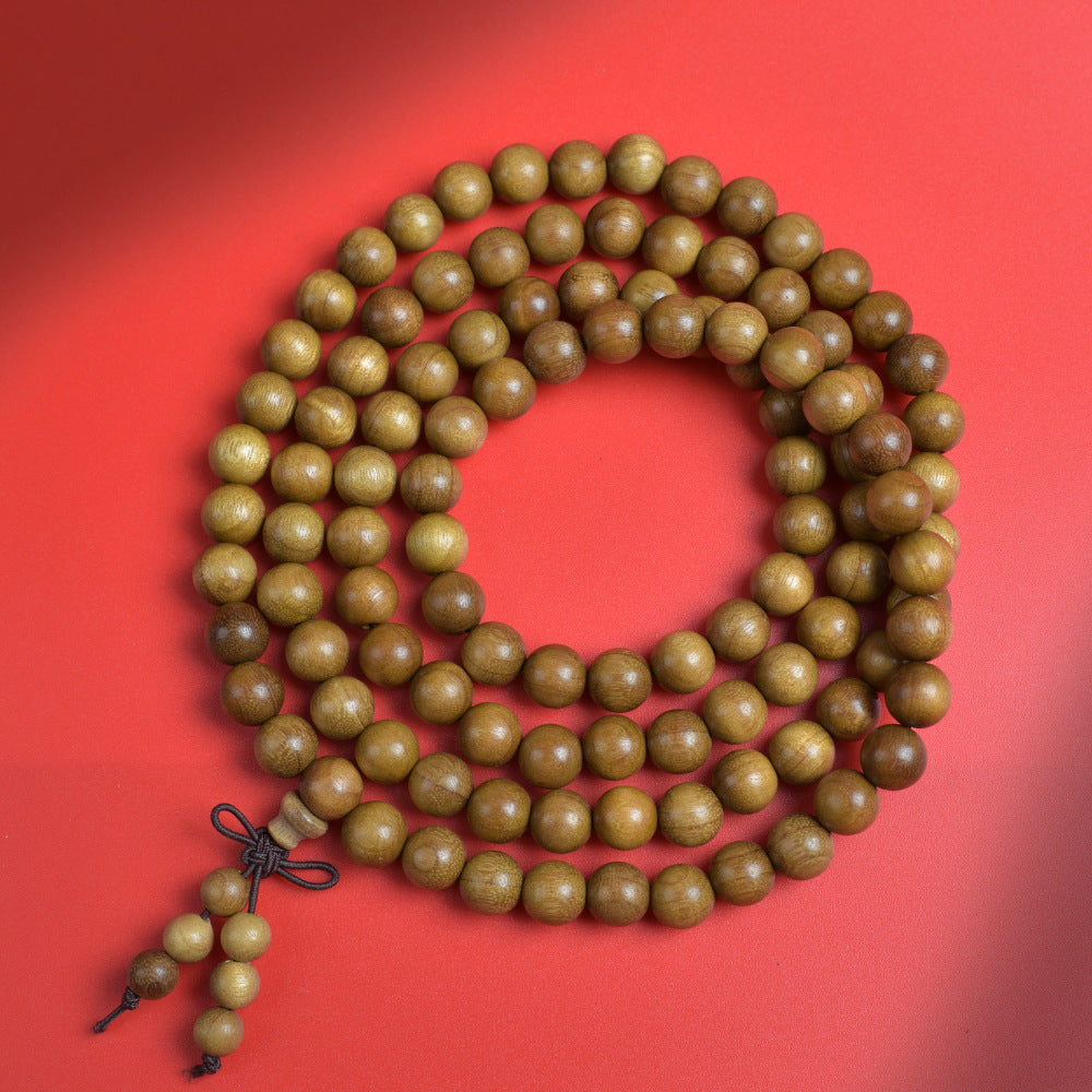 Men's S. Lee Natural Crafts Phoebe Gold Silk Water Ripple Wooden Bracelet - 08mm108 PCs [the Demolition Old Material]] MegaBDM