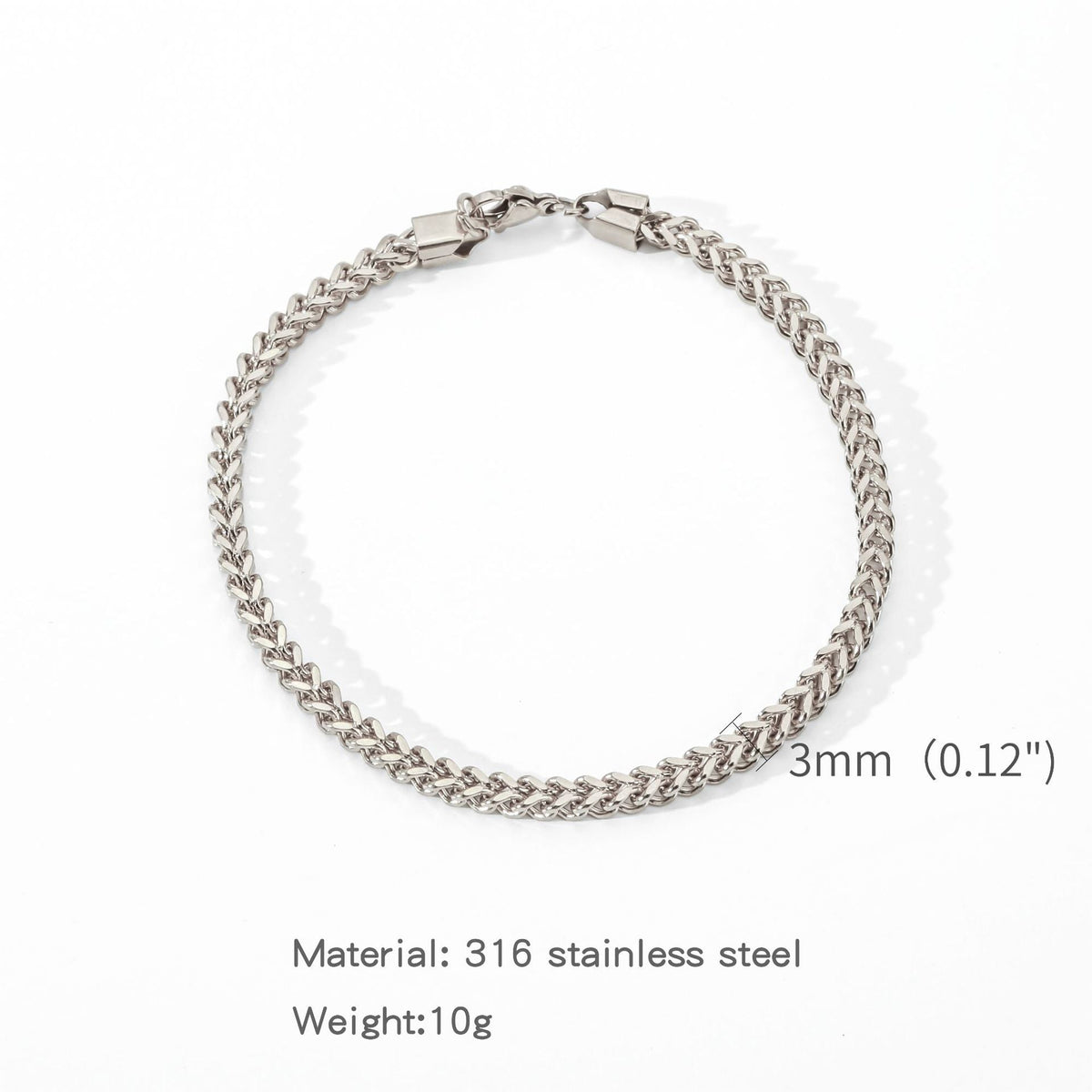 Fashion Thick Straps Titanium Steel Four-sided Geometric Positive Negative Bracelet - Steel Color 3mm / 18cm MegaBDM