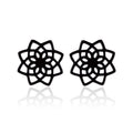 Lotus Ear Bone Hollow Origami Stainless Stud Earrings - 178 Matte Black MegaBDM