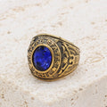 Men's Personality Retro Army Gem For Ring - Golden Blue Stone / No. 7 MegaBDM