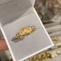 Camellia Fashion Romantic French Golden Rhinestone Gold Plated Ring - Ring 0433 [Gold Yellow Diamond]] MegaBDM