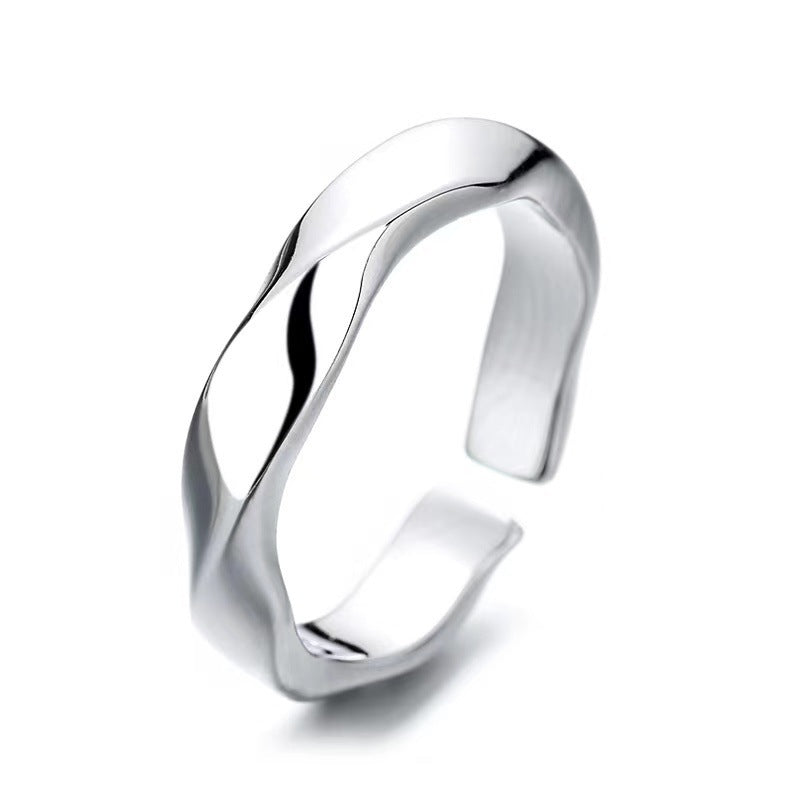 Retro Punk Irregular Simple Twist Pattern Open Ring MegaBDM
