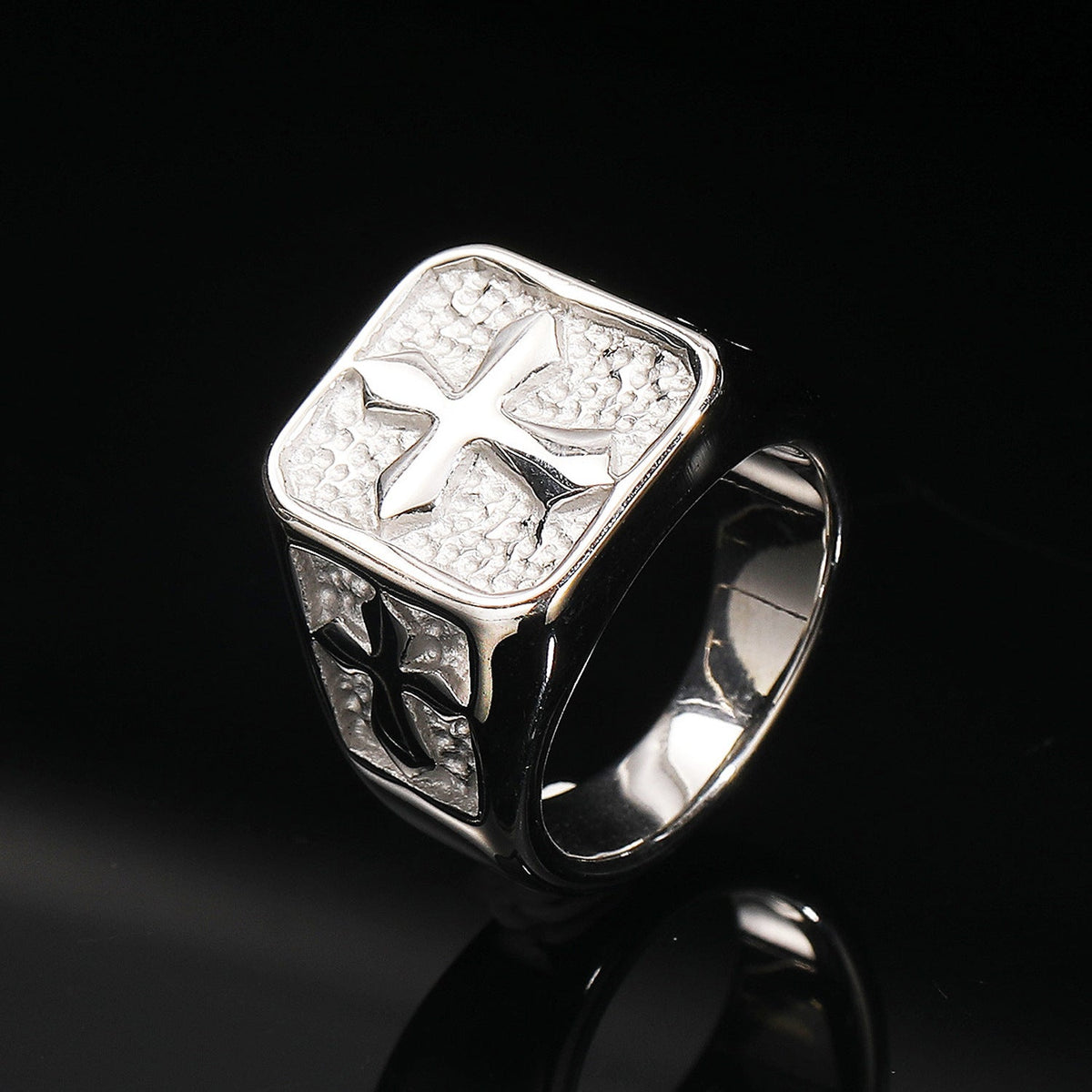Titanium Steel Casting Trend Stone Texture Rings - Steel Color / No. 11 MegaBDM