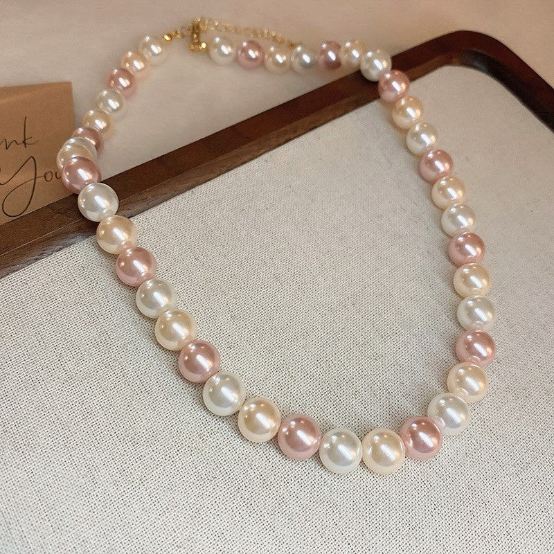French Laziness Pearl Female Niche High Necklaces - 32# Necklace-Pink-10mm MegaBDM