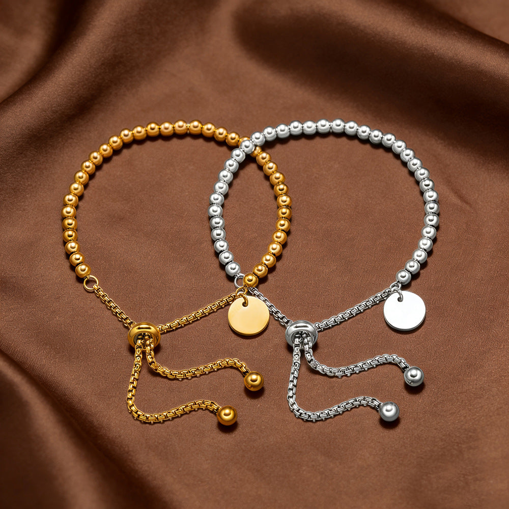 Titanium Steel Round Beads Beaded Female Lucky Bracelet MegaBDM