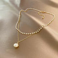 Fashion Temperament Wild Clavicle Chain Niche Necklace - Golden Double-Layer Pearl Necklace MegaBDM