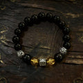 Men's Money Drawing Luck Changing For Boyfriend Bracelet - Yellow Beads-Black Tiger Six-Character Mantra Bracelet MegaBDM