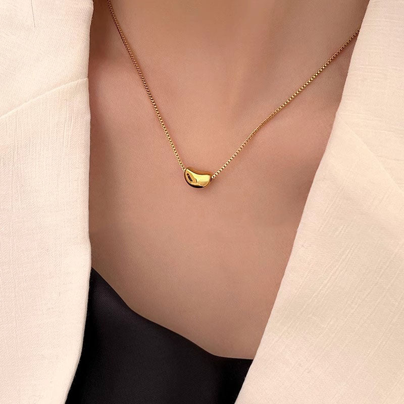 Women's Golden Bean Clavicle Chain Light Luxury Necklaces MegaBDM