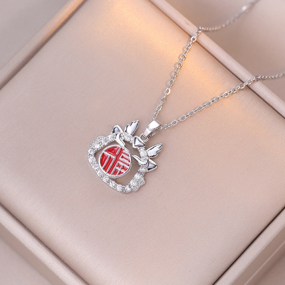 Female Minority Fashion Design Rotating Bauhinia Zircon Flower Necklace - X1189 MegaBDM