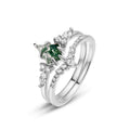 Affordable Luxury Fashion Sier Green Moss Stone Fresh Water Rings - Thick Silver Platinum / US6# MegaBDM