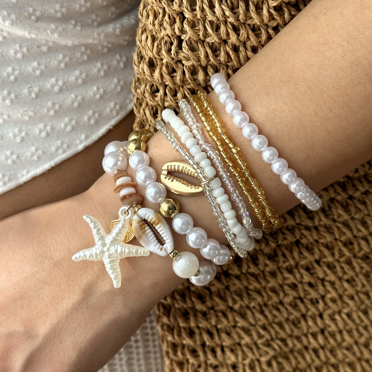 Women's Shell Summer Combination Versatile Niche Bead Bracelet - BR26Y0159 MegaBDM