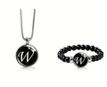 Women's Fashionable Black Time Stone With English Letters Necklace - W MegaBDM