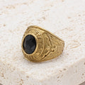 Men's Personality Retro Army Gem For Ring - Golden Blackstone / No. 7 MegaBDM