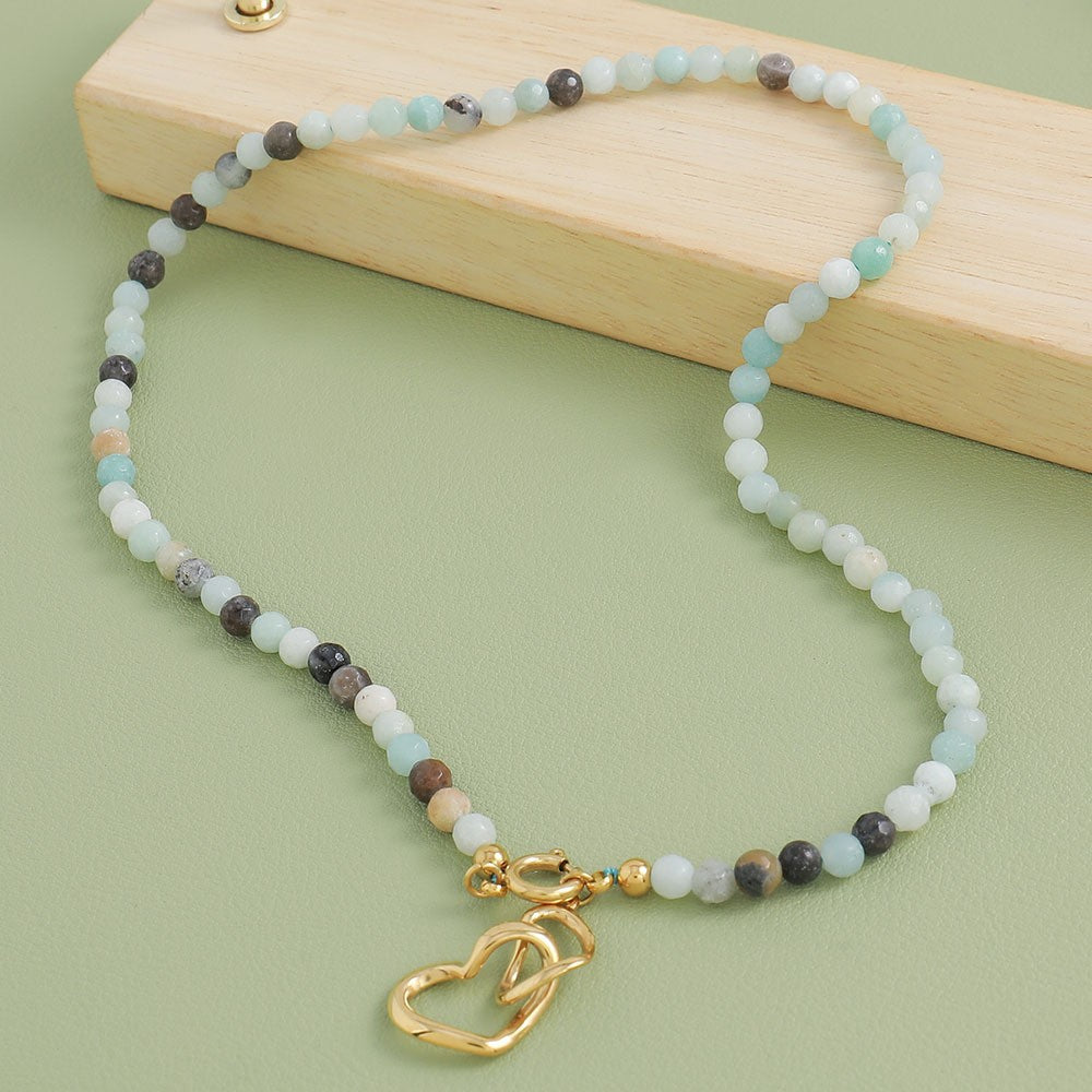 Women's Colored Stone Beaded High-grade Simple Vacation Style Necklace - Amazon Stone Beads MegaBDM