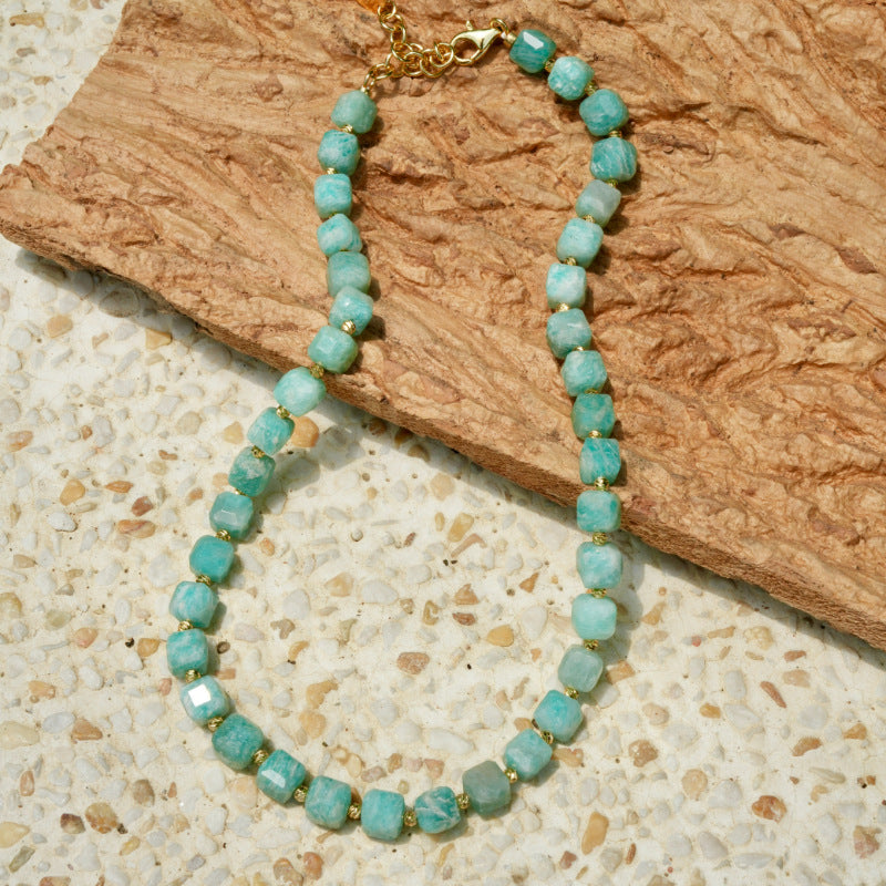 Beaded Turquoise High-grade Clavicle Chain Niche Necklaces - Necklace-257/Amazonite MegaBDM