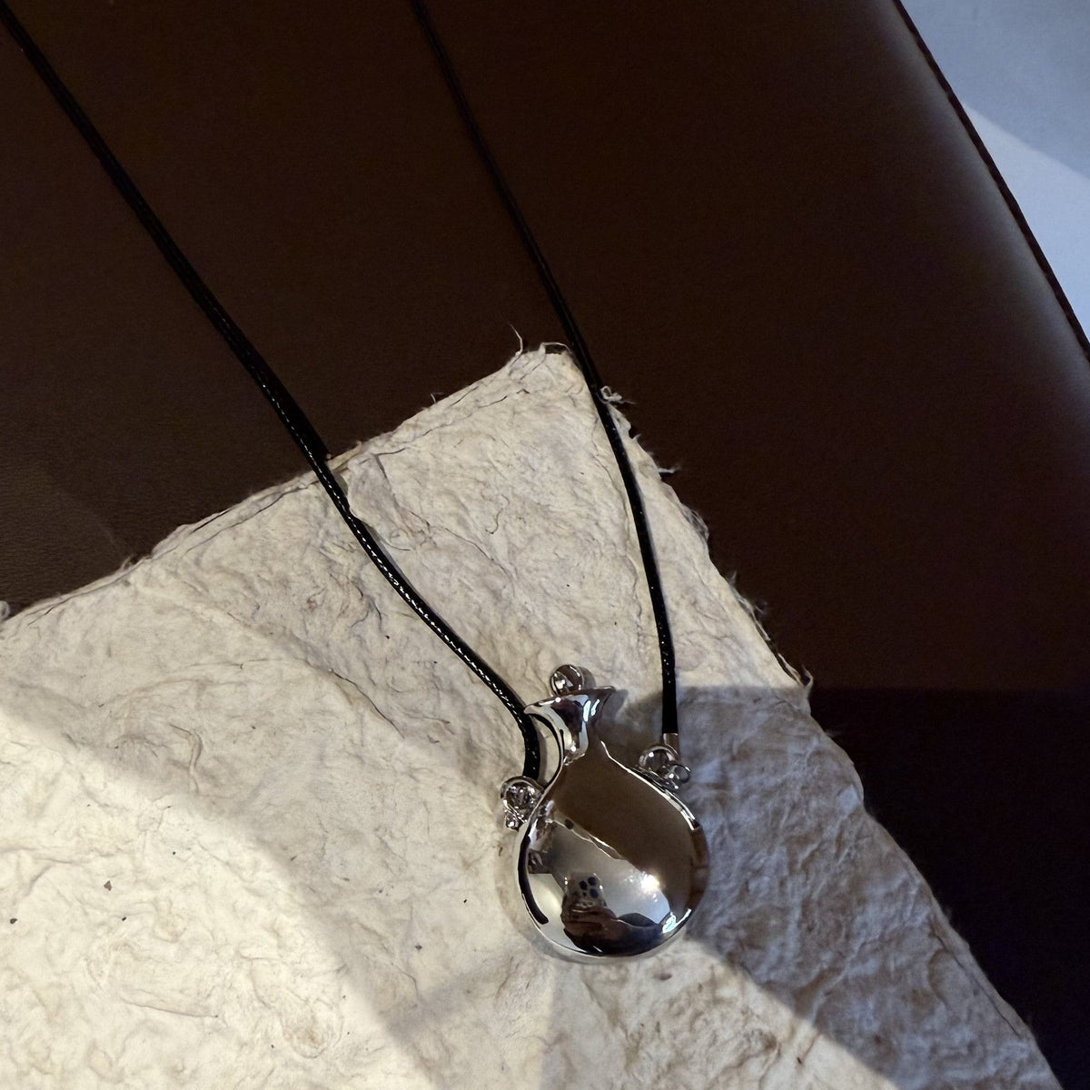 Graceful Niche Design All Match Minimalism Necklaces - Black Rope Silver Perfume Bottle Necklace MegaBDM