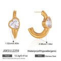 Stainless Steel Loving Heart Zircon Shaped Light Luxury Stud Earrings - JDE0112259 MegaBDM