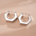 Geometric Cut Heart-shaped Oval Irregular Design Versatile Light Stud Earrings - 34# Ear Clip-Silver MegaBDM