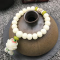Women's & Men's Root White Jade Lotus Rosary Seed Scenic Bracelets MegaBDM