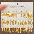 Ear Square Geometric Vintage Pearl Hepburn Style Earrings - H-914 / Alloy MegaBDM