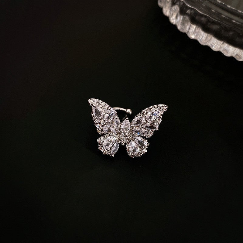 Zircon Butterfly Water Drop Ear Female Rings - 55# Ear Clip-Right Ear (Single) MegaBDM