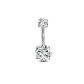Stainless Steel Navel Combination Butterfly Zircon Decoration Belly Stud Earrings - Silver round up and down MegaBDM