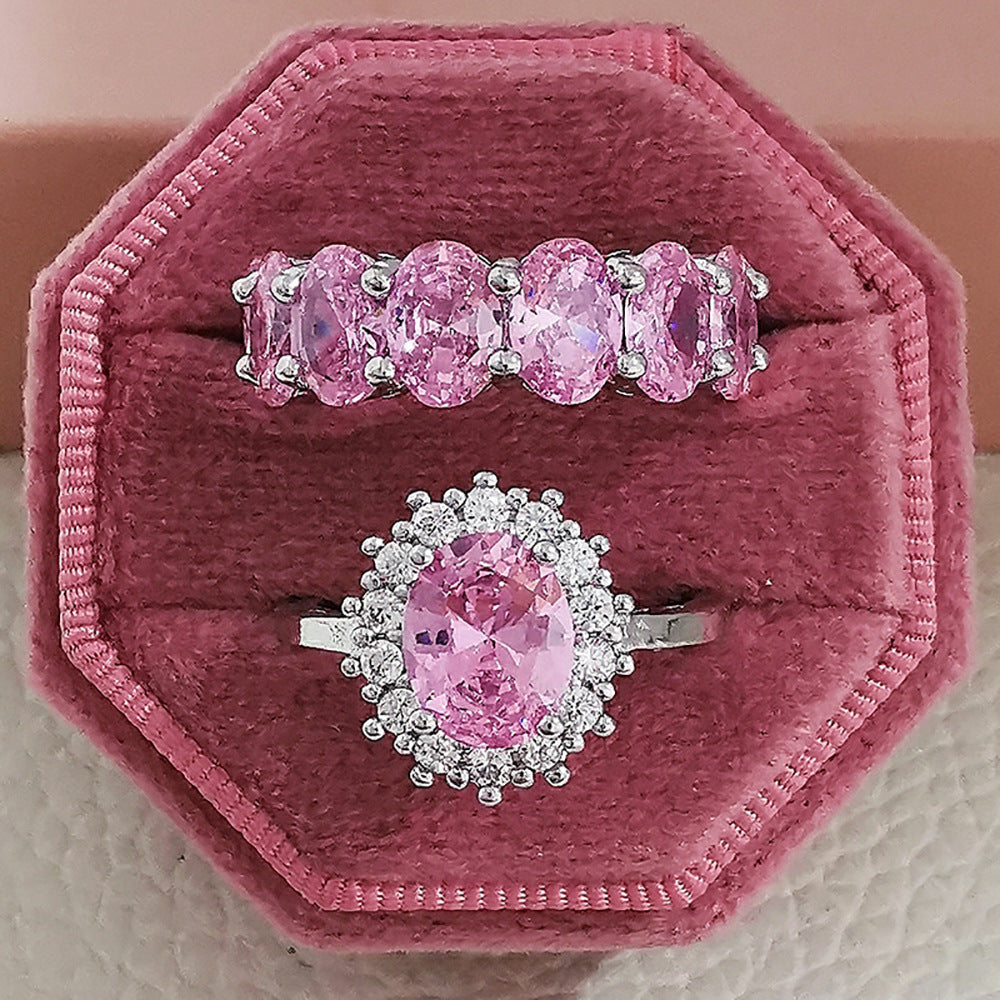 Women's Simple Pink Niche High Sense Does Rings - R2738 Pink-R5343 Pink / No. 5 MegaBDM