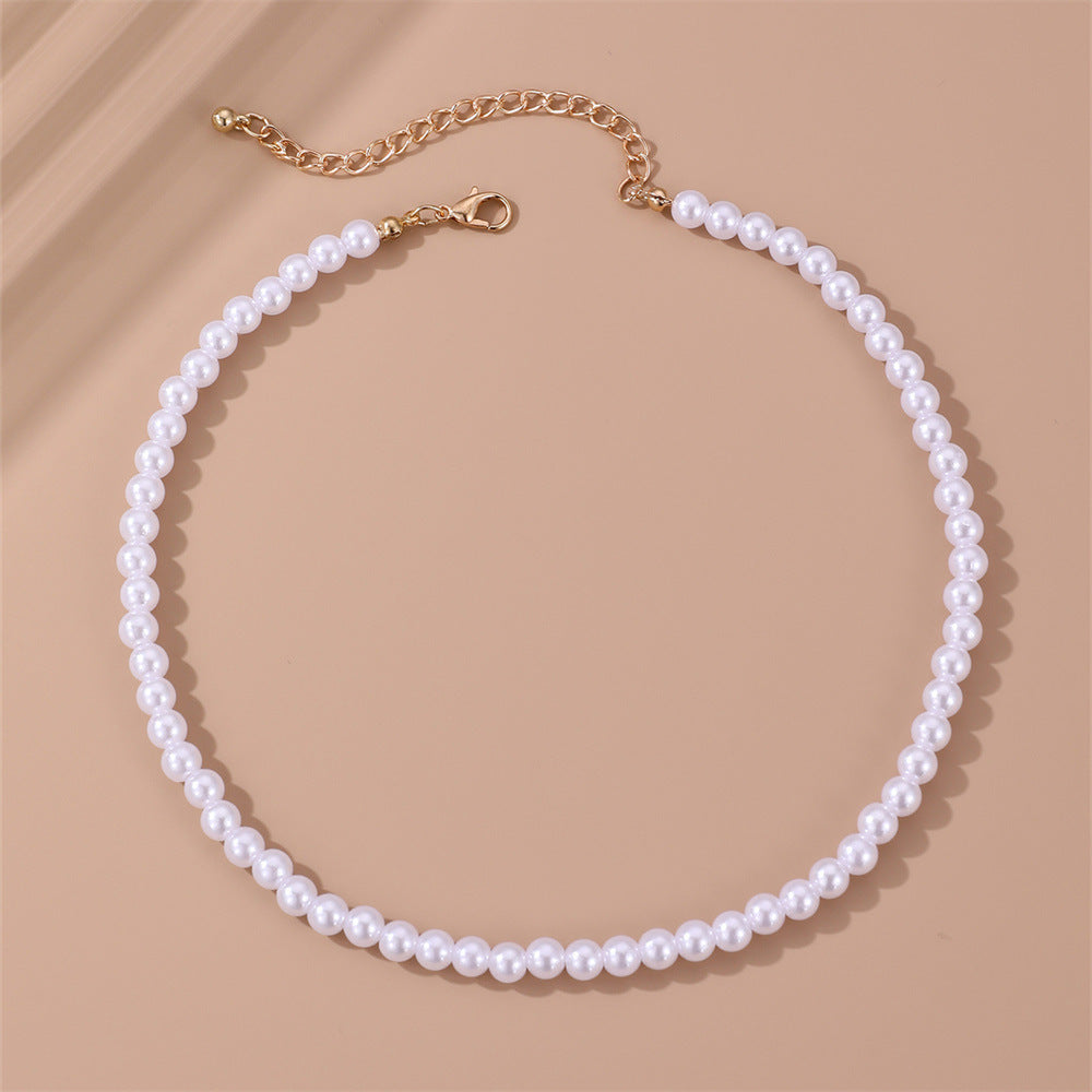 Fashion Elegant Perfect Circle Imitation Pearl Necklaces - NZ1969-6MM MegaBDM