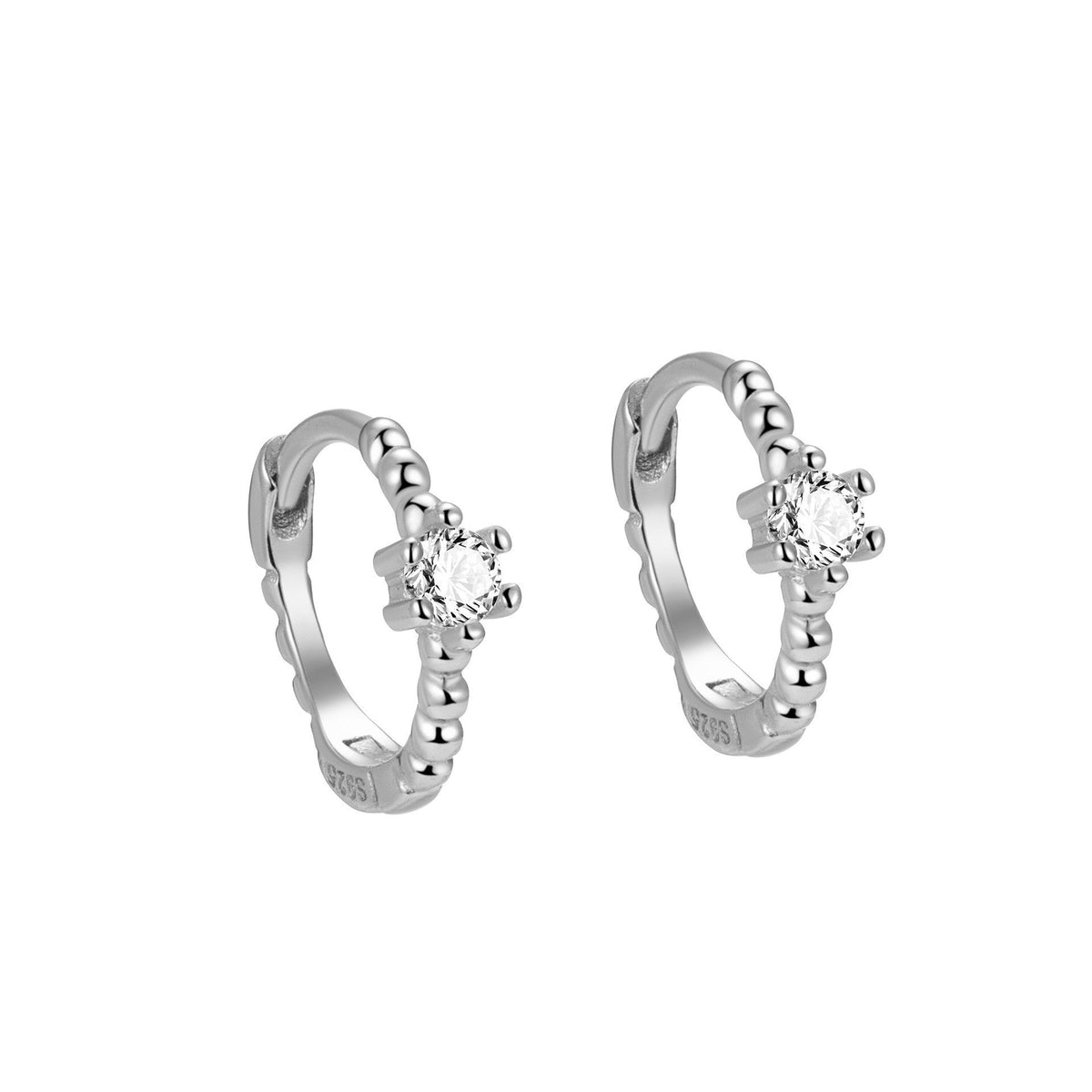Women's Sterling Sier Zircon Fashion Ear Punk Earrings - Erh261 White Gold Plated / 925 Silver MegaBDM
