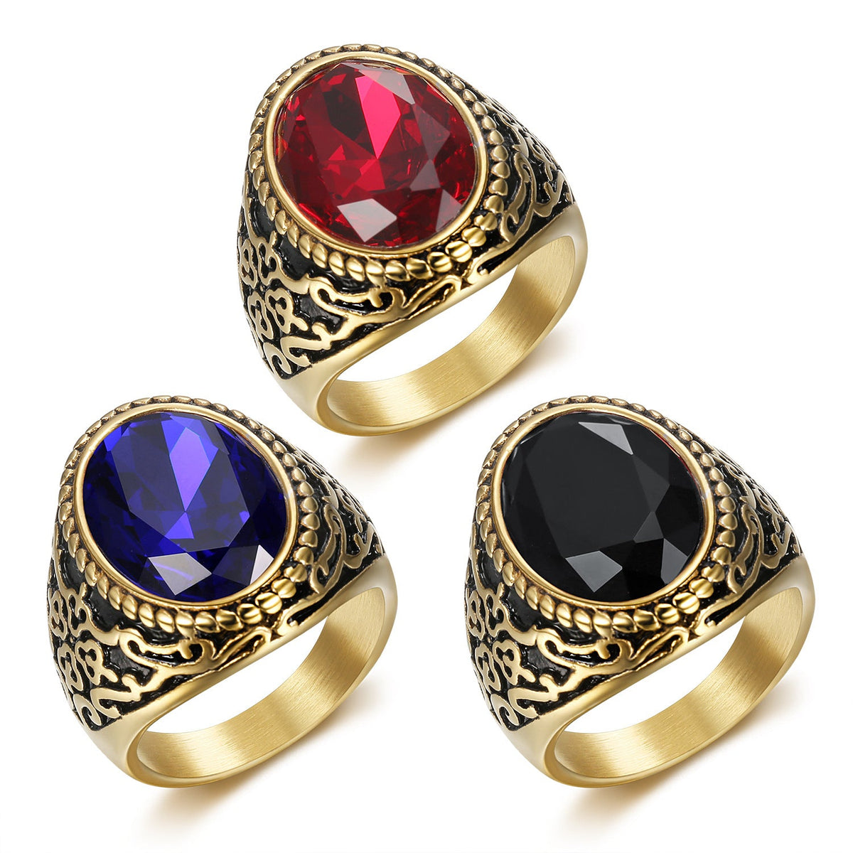 Men's Classic Fashion Trendy Diamond Gemstone Titanium Ring - Blue / No. 13 MegaBDM