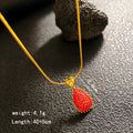 Women's Full Zirconium Drop Fashion Temperament Entry Lux Style Necklaces - Golden-Red Zirconium Water Drop Necklace MegaBDM