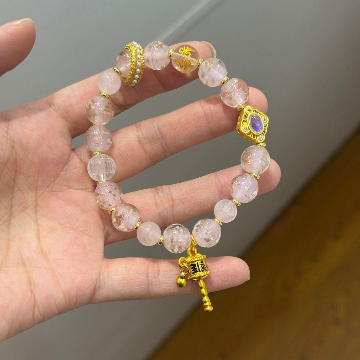 Pink White Gold Foil Luminous Colored Rings - Pink Colored Glaze MegaBDM