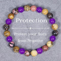Tigereye Natural Stone Beaded Crystal Unisex Bracelet - LY61 MegaBDM