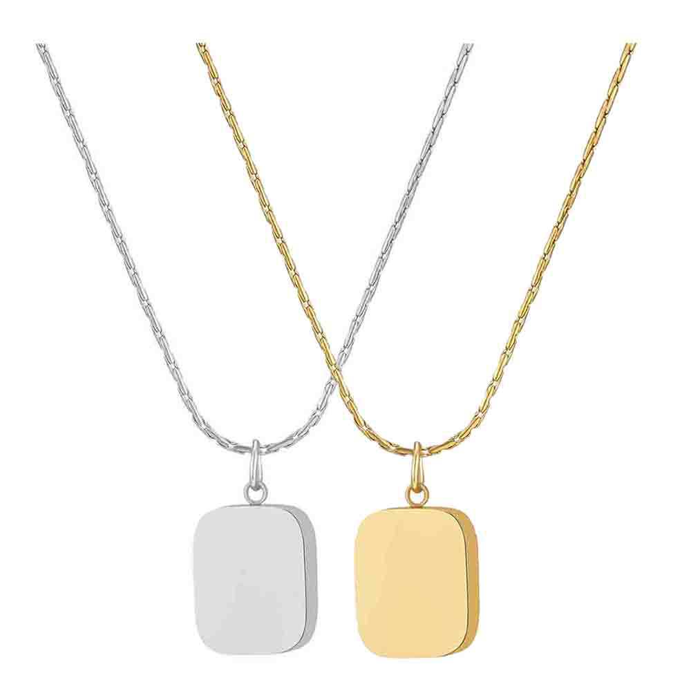 Women's Laser Sculpture Stainless Steel Mirror Square Pendants MegaBDM