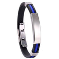 Men's Brocade Lettering Titanium Steel Silicone Stainless Bracelet - Blue MegaBDM