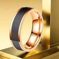 Women's Stainless Steel Female Niche Advanced Style Wide Titanium Simple Ring - 5-d-3 Rose Gold Black Glue (Faded Package Returned) / No. 5 MegaBDM