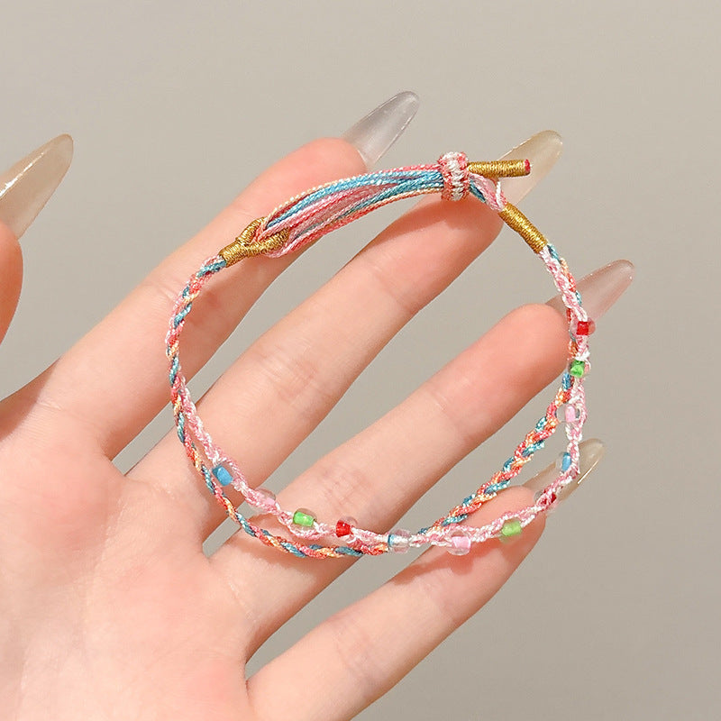 Small Gift Tassel Adjustable Red Rope Dragon Boat Festival Bracelet - 81# Color Lines-Double Rope MegaBDM