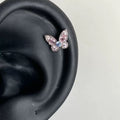 Bone Small Versatile Butterfly Design Pin Stud Earrings - 4# Pink Butterfly C297 MegaBDM