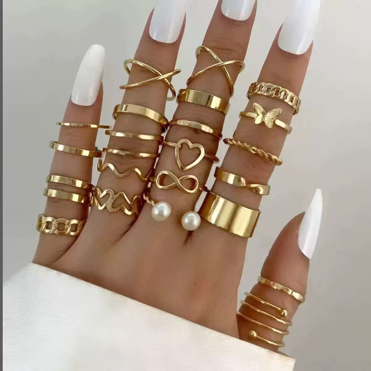 Women's Opening More Than Knuckle Suit Sets Love Heart-shaped Design Sense Ring MegaBDM