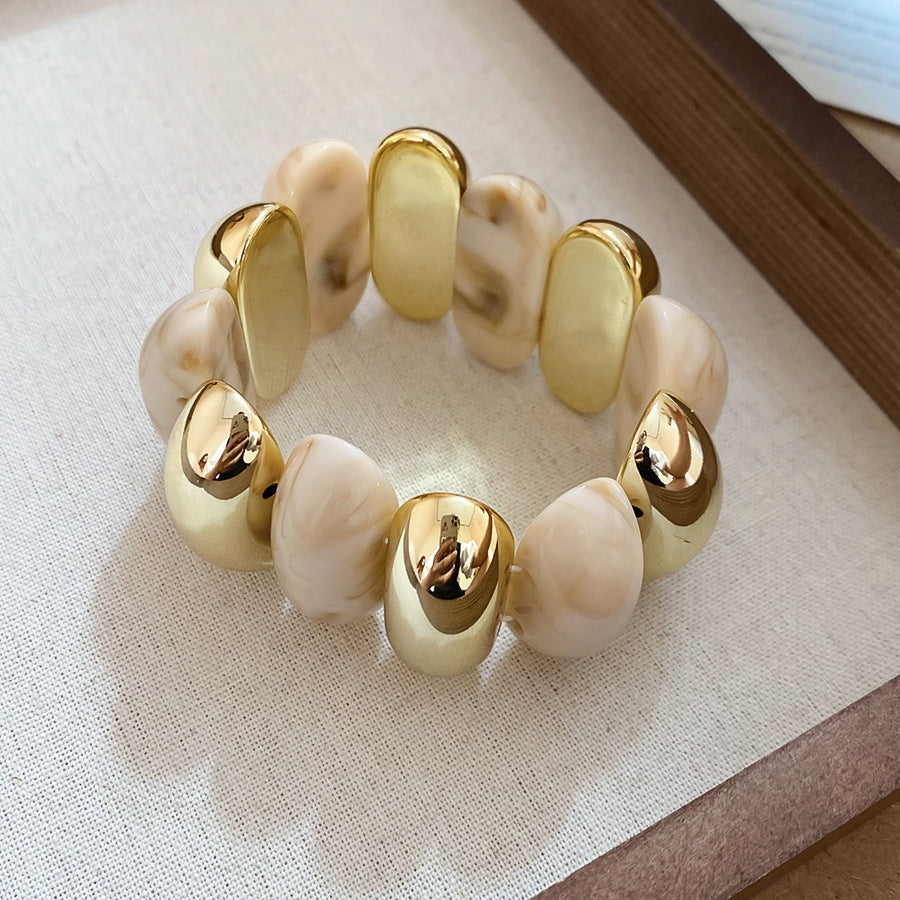 Acrylic Beaded Pearl Vintage Ethnic Style Affordable Bracelets - 53# Bracelet-Beige MegaBDM