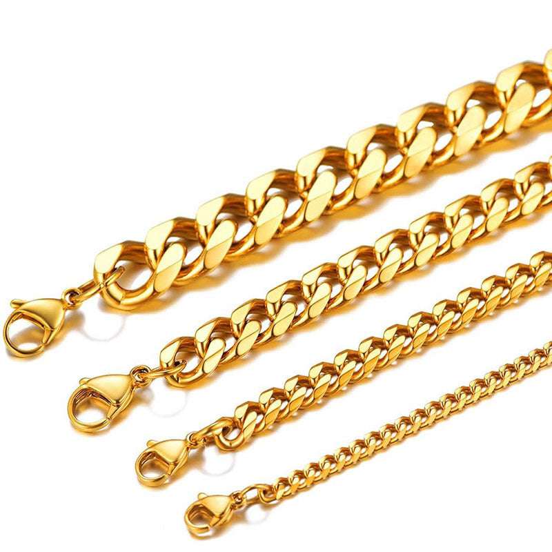 Men's Stainless Steel Hip Hop Six-sided Grinding Cuban Link Chain Titanium Necklaces MegaBDM