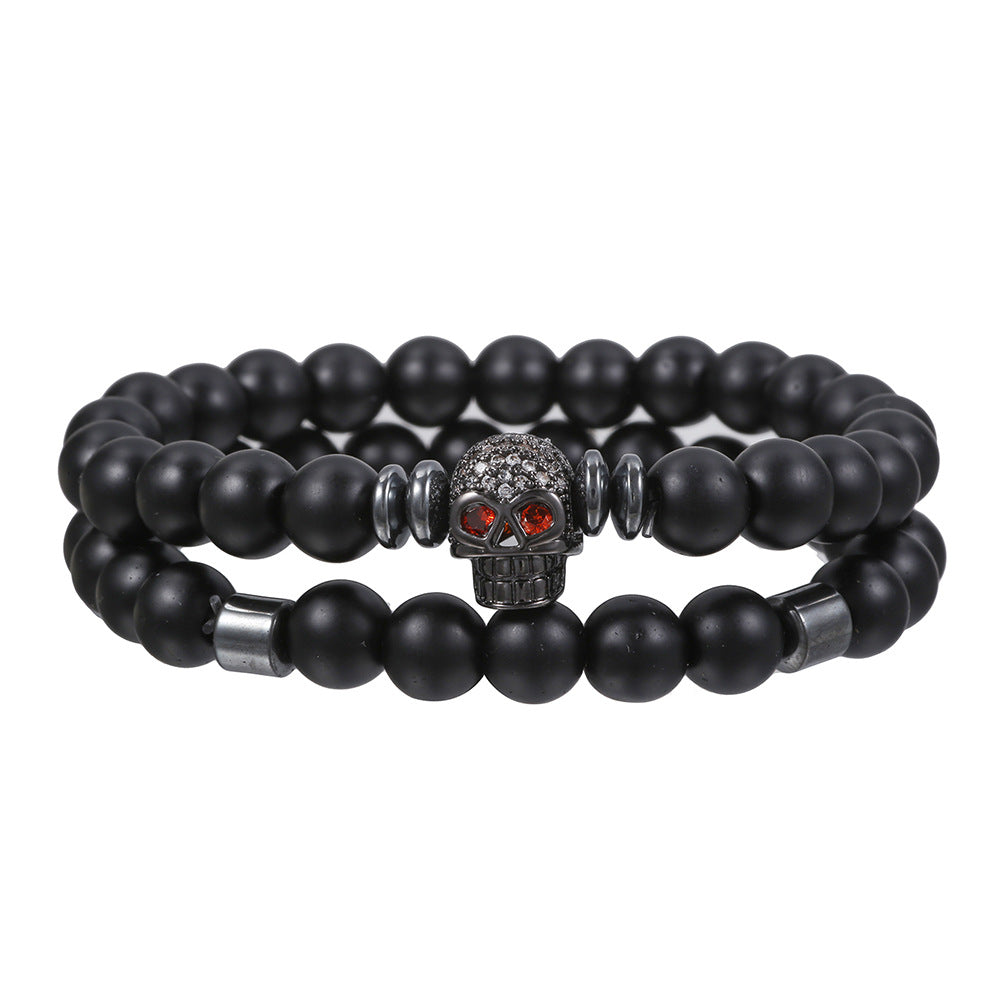 Men's Haematite Cross Beaded White Volcanic Stone Bracelets - ZJ10088 MegaBDM