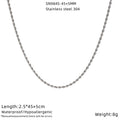 Stainless Steel Figaro Chain Hemp Flowers Water Necklace - SN984S-45+5CM MegaBDM