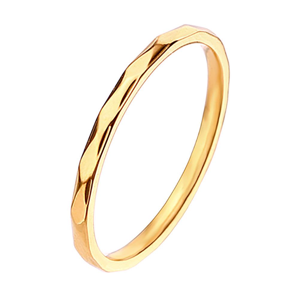 Design Sense Minority Simple Stainless Steel Wheat Rhombus Batch Flower Rings - Diamond gold / No. 6 MegaBDM